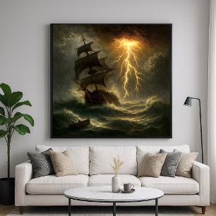 Gewittersturm-Schiff - Kunst im Impressionismus-St Poster