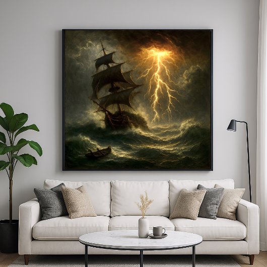 Gewittersturm-Schiff - Kunst im Impressionismus-St Poster
