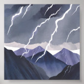 Gewittersturm | Wasserfarbe Dunkle Berge Poster (Vorne)