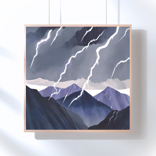 Gewittersturm | Wasserfarbe Dunkle Berge Poster