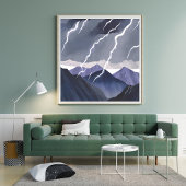 Gewittersturm | Wasserfarbe Dunkle Berge Poster