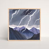 Gewittersturm | Wasserfarbe Dunkle Berge Poster