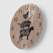 Gewitterte Barnboards Eier Bacon Milchtiere Große Wanduhr (Winkel)