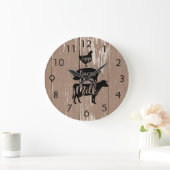 Gewitterte Barnboards Eier Bacon Milchtiere Große Wanduhr (Zuhause)