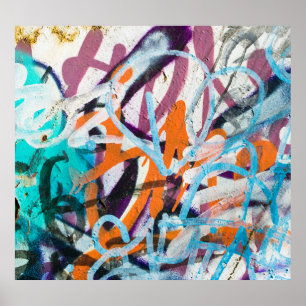 gewitterte Betonmauer, grune Textur. Poster