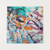 gewitterte Betonmauer, grune Textur. Wandteppich (Vorderseite (Horizontal))