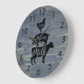 Gewitterte Blaue Karpfen Eier Bacon Milk Animes Große Wanduhr (Winkel)