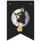 Gewitterte Hexe, die auf Vollmond fliegt Wimpelkette (Erste Fahne)