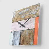 Gewitterte Holzplanks Quadratische Wanduhr (Winkel)
