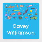 Gewitterte Meerestiere Cartoon Muster personalisie Etiketten (Design 1)