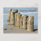 Gewitterte Posts in Sand on Beach, Amrum Island Postkarte (Vorderseite)