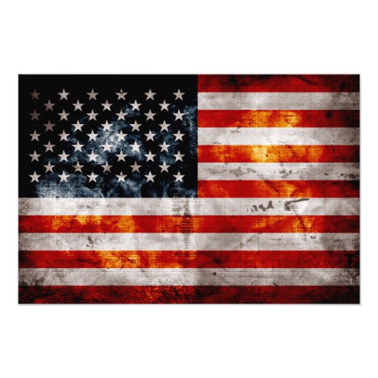 Gewitterte Vintage amerikanische Flagge Fotodruck (Vorne)