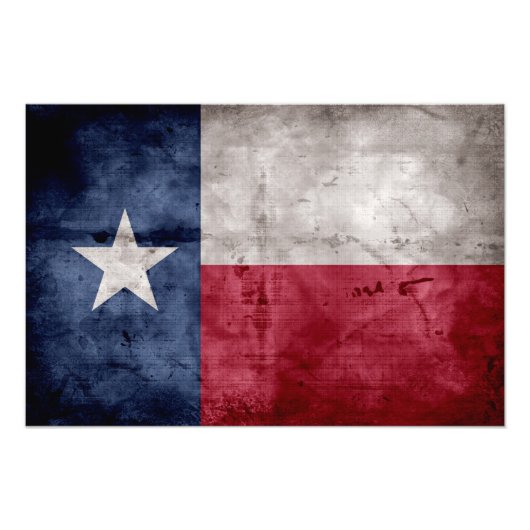 Gewitterte Vintage Flagge des Staates Texas Fotodruck (Vorne)