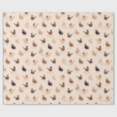 Gewitterte Vögel mit Hüten, Sternen, Beeren am Lic Geschenkpapier (Flach)