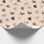 Gewitterte Vögel mit Hüten, Sternen, Beeren am Lic Geschenkpapier (Ecke)