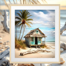 Gewitterter Beach Shack Küste Meer Palmen Meer