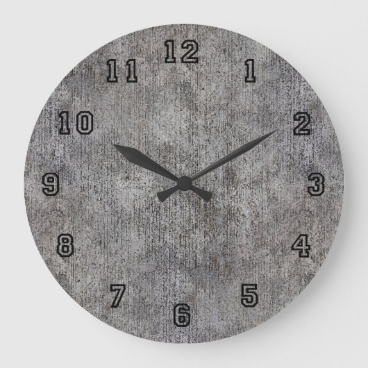 Gewitterter Gray Cement Sidewalk Große Wanduhr (Vorderseite)