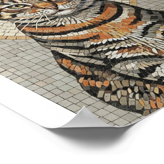 Gewitterter Tabby Cat Mosaic Poster (Ecke)