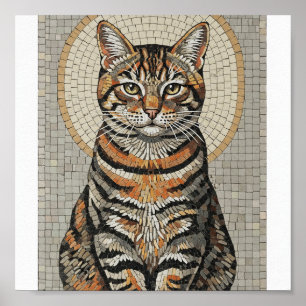 Gewitterter Tabby Cat Mosaic Poster
