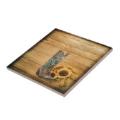 Gewitterter Western Country Sonnenblume Cowboy Sti Fliese (Seite)