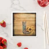 Gewitterter Western Country Sonnenblume Cowboy Sti Serviette (Beispiel)