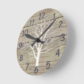 Gewittertes Driftwood mit Baumkunstwerk Runde Wanduhr (Winkel)