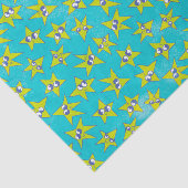 Gewittertes Emoji Türkis mit Greeni Face Stars Seidenpapier (Ausschnitt)