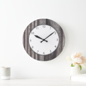 Gewittertes Land Holz graue Zahlen Große Wanduhr (Zuhause)