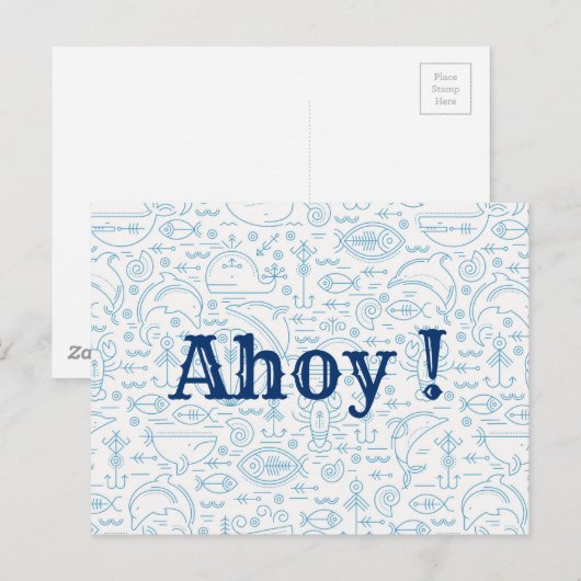 Gewittertes Nautikblau Postkarte (Vorne/Hinten)