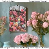 Gewittertes rustikales Holz mit Blume CL4 Decoupag Seidenpapier