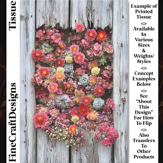 Gewittertes rustikales Holz mit Blume CL4 Decoupag Seidenpapier