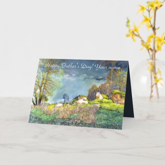 Gewitterungsbild Wasserfarbe Karte (Gelbe Blume)