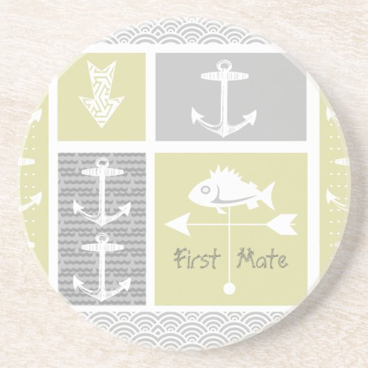 Gewitterungswelle für nautisches Gelb und graue An Getränkeuntersetzer (Vorne)