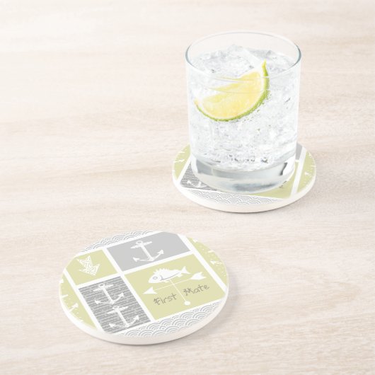 Gewitterungswelle für nautisches Gelb und graue An Getränkeuntersetzer (Seite)