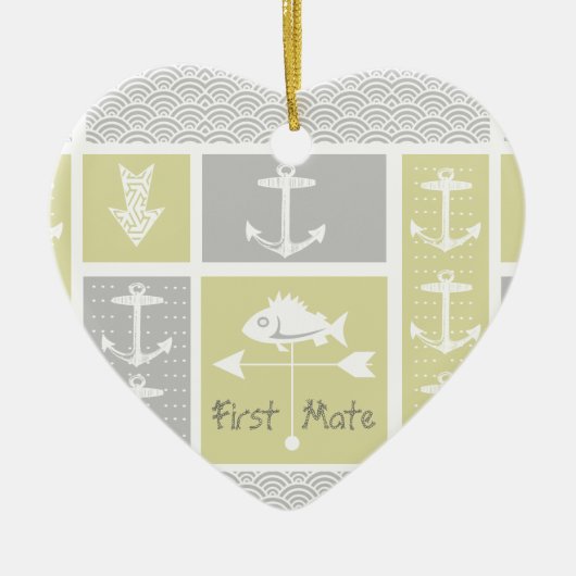 Gewitterungswelle für nautisches Gelb und graue An Keramikornament (Vorne)