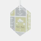 Gewitterungswelle für nautisches Gelb und graue An Ornament Aus Glas (Vorderseite Links)