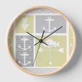 Gewitterungswelle für nautisches Gelb und graue An Wanduhr (Vorderseite)