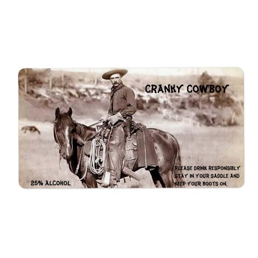 Gewitzt, Vintag, Cowboy, Custom Wine Label (Vorne)