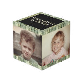 Gewogene Imitate aus grünem Holz, schwarz, 4 Foto Würfel (Rückseite Schrägansicht)