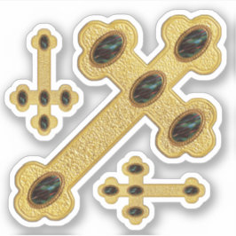 Gewogene Kreuze mit 5 Imitaten Blutsteine - Kontak Aufkleber