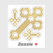 Gewogene Kreuze mit 5 Imitaten Diamanten - Contour Aufkleber (Blatt)