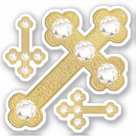 Gewogene Kreuze mit 5 Imitaten Diamanten - Contour Aufkleber