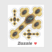 Gewogene Kreuze mit 6 Imitaten Blutsteine - Kontak Aufkleber (Blatt)