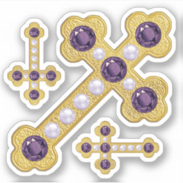 Gewogene Kreuze mit Imitaten Amethysten & Perlen - Aufkleber