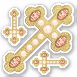 Gewogene Kreuze mit Imitaten Red Agates & Pearls - Aufkleber