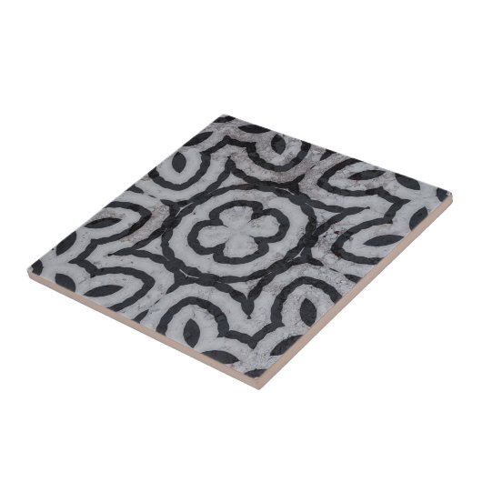 Gewogener Schwarz-weißer grauer Marmorausdruck geo Fliese (Seite)