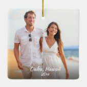 Gewohnheit 2 versah Weihnachten Foto-Oahus Hawaii Keramikornament (Rückseite)