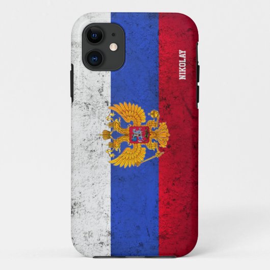 Gewohnheit beunruhigter russischer Flagge iPhone Case-Mate iPhone Hülle (Rückseite)