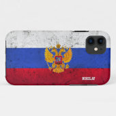 Gewohnheit beunruhigter russischer Flagge iPhone Case-Mate iPhone Hülle (Rückseite (Horizontal))
