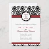 : Gewohnheit: Damast-schwarze/rote Einladung (Vorne/Hinten)